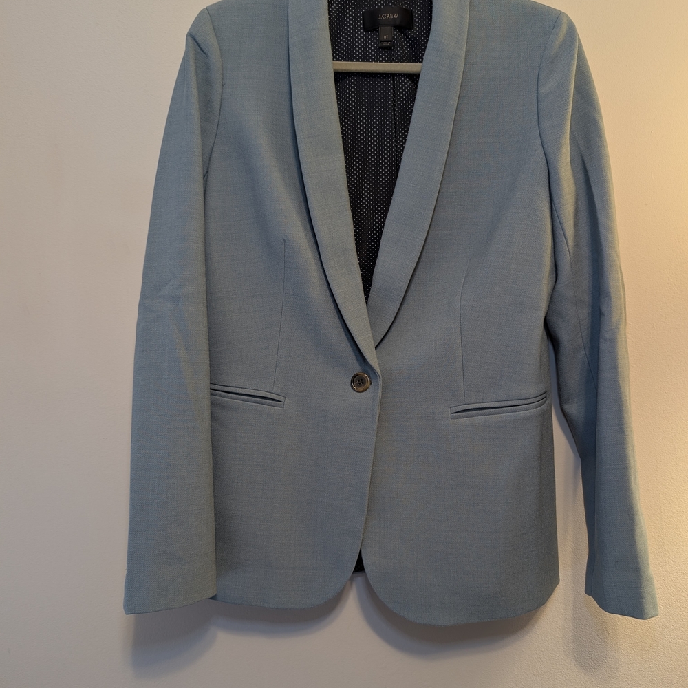 J. Crew Blue Blazer with Tailored Fit and Shawl Collar